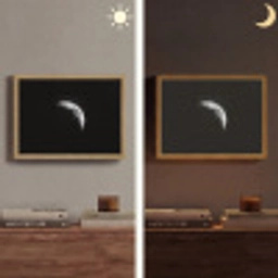 Maan - Hemel - Zwart - Schaduw Light Box met batterij (Wandlamp) middel -sfeer3