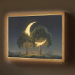 Maan - Bomen - Rust Light Box met batterij (Wandlamp) middel -z3d_website