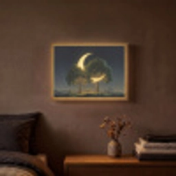 Maan - Bomen - Rust Light Box met batterij (Wandlamp) middel -sfeer4