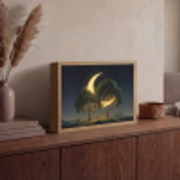 Maan - Bomen - Rust Light Box met batterij (Wandlamp) middel -sfeer2