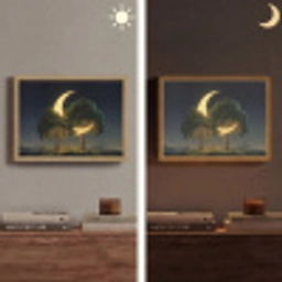 Maan - Bomen - Rust Light Box met batterij (Wandlamp) middel -sfeer3