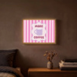 More coffee - Roze - Paars - Strepen - Mok Light Box met batterij (Wandlamp) middel -sfeer4