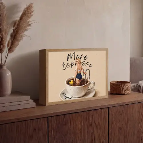 More espresso - Koffie - Eend Light Box met batterij (Wandlamp) middel -sfeer2