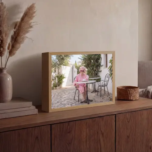 Ochtendjas - Krulspelden - Roze Light Box met batterij (Wandlamp) middel -sfeer2