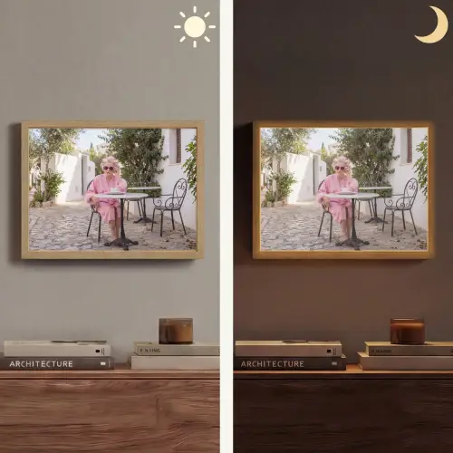 Ochtendjas - Krulspelden - Roze Light Box met batterij (Wandlamp) middel -sfeer3