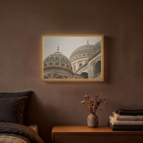 Mozaïekkoepels - Gouden spitsen - Islamitisch Light Box met batterij (Wandlamp) middel -sfeer4