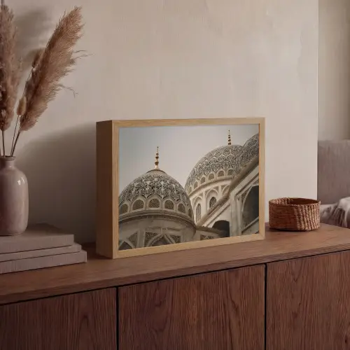 Mozaïekkoepels - Gouden spitsen - Islamitisch Light Box met batterij (Wandlamp) middel -sfeer2