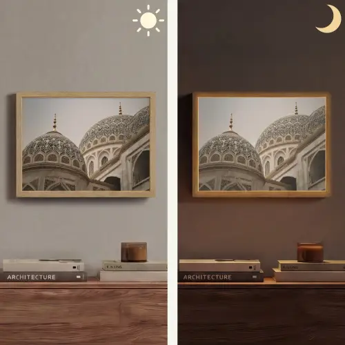 Mozaïekkoepels - Gouden spitsen - Islamitisch Light Box met batterij (Wandlamp) middel -sfeer3