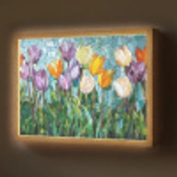 Mozaïek - Veld - Tulpen - Kleurrijk Light Box met batterij (Wandlamp) middel -z3d_website