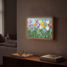 Mozaïek - Veld - Tulpen - Kleurrijk Light Box met batterij (Wandlamp) middel -sfeer1