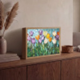 Mozaïek - Veld - Tulpen - Kleurrijk Light Box met batterij (Wandlamp) middel -sfeer2