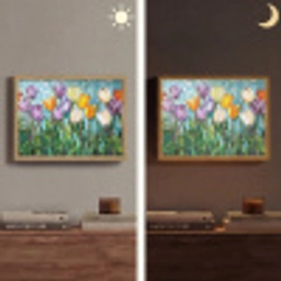 Mozaïek - Veld - Tulpen - Kleurrijk Light Box met batterij (Wandlamp) middel -sfeer3