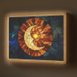 Mozaïek - Glas - Maan - Donkerblauw Light Box met batterij (Wandlamp) middel -z3d_website