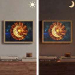 Mozaïek - Glas - Maan - Donkerblauw Light Box met batterij (Wandlamp) middel -sfeer3