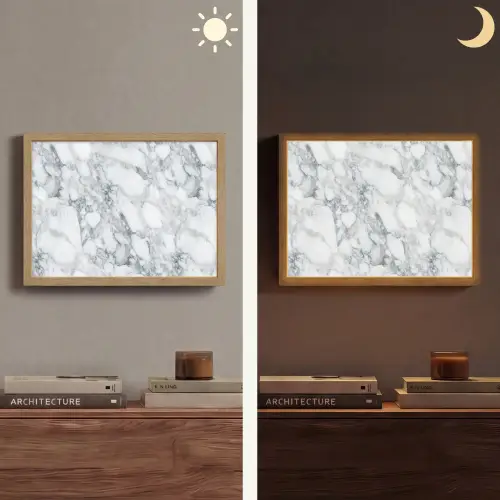 Mozaïek - Marmer - Wit - Onregelmatig Light Box met batterij (Wandlamp) middel 907 -sfeer3