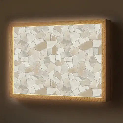 Mozaïek - Stenen - Beige Light Box met batterij (Wandlamp) middel 907 -z3d_website
