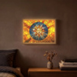 Mozaïek - Zon - Geel - Cirkel Light Box met batterij (Wandlamp) middel -sfeer4