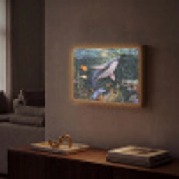 Mozaïek - Walvis - Koraal - Water Light Box met batterij (Wandlamp) middel -sfeer1