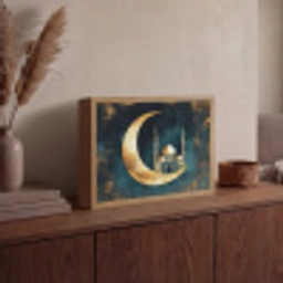 Moskee - Halve maan - Goud - Ramadan - Islamitische Light Box met batterij (Wandlamp) middel -sfeer2