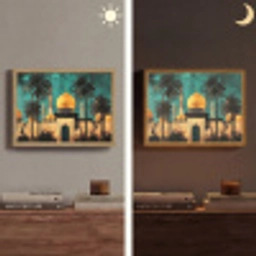 Moskee - Goud - Arabisch - Islamitische Light Box met batterij (Wandlamp) middel -sfeer3