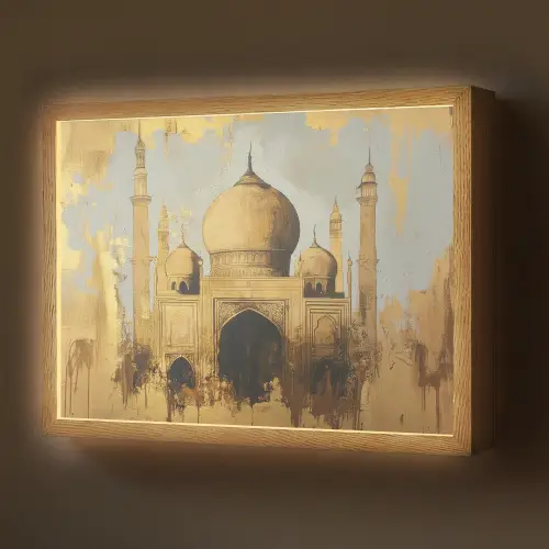 Moskee - Goud - Arabisch - Ramadan - Islamitische Light Box met batterij (Wandlamp) middel -z3d_website