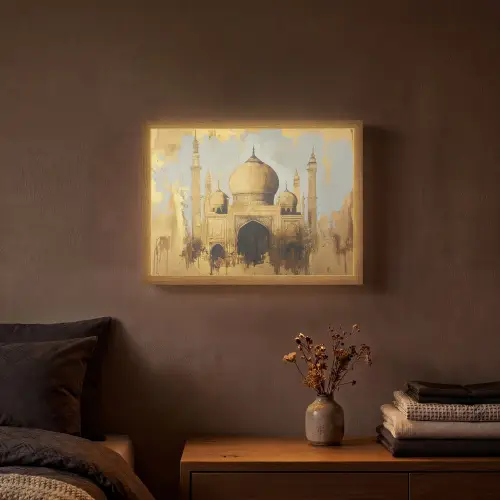 Moskee - Goud - Arabisch - Ramadan - Islamitische Light Box met batterij (Wandlamp) middel -sfeer4