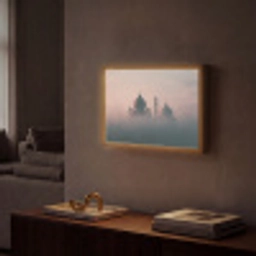 Moskee - Minaretten - mist - Islamitisch Light Box met batterij (Wandlamp) middel -sfeer1