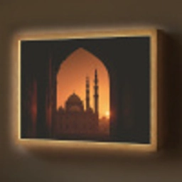 Moskee - Oranje lucht - Islamitisch Light Box met batterij (Wandlamp) middel -z3d_website