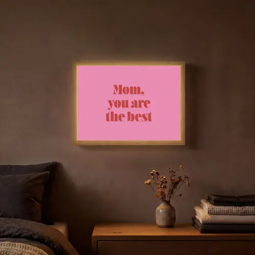 Moeder - Boodschap -Roze Light Box met batterij (Wandlamp) middel -sfeer4