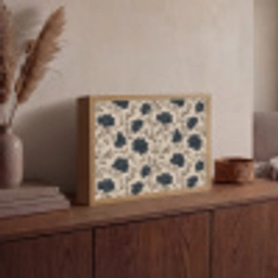 Motief - Bloemen - Zwart - Beige Light Box met batterij (Wandlamp) middel 907 -sfeer2