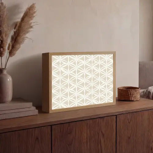 Motief - Modern - Beige Light Box met batterij (Wandlamp) middel 907 -sfeer2