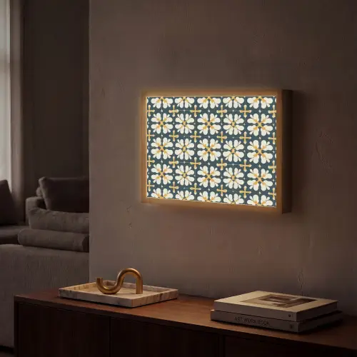 Motief - Tegel - Okergeel Light Box met batterij (Wandlamp) middel 907 -sfeer1
