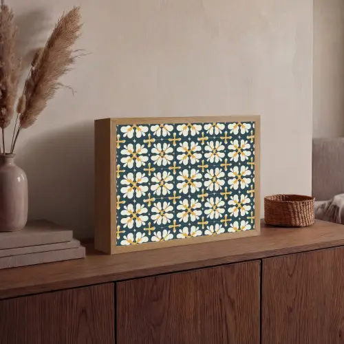 Motief - Tegel - Okergeel Light Box met batterij (Wandlamp) middel 907 -sfeer2