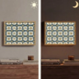 Motief - Tegel - Okergeel Light Box met batterij (Wandlamp) middel 907 -sfeer3