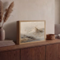 Berglandschap - Mist  - Penseelstreken Light Box met batterij (Wandlamp) middel -sfeer2