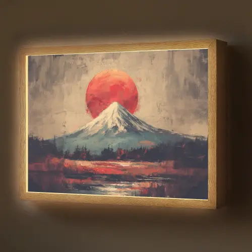 Bergtop - Sneeuw - Zon Light Box met batterij (Wandlamp) middel -z3d_website