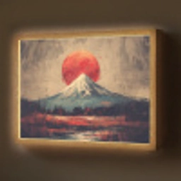 Bergtop - Sneeuw - Zon Light Box met batterij (Wandlamp) middel -z3d_website