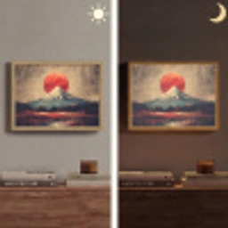 Bergtop - Sneeuw - Zon Light Box met batterij (Wandlamp) middel -sfeer3