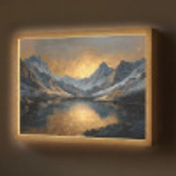 Berglandschap met Gouden Zonsondergang Light Box met batterij (Wandlamp) middel -z3d_website