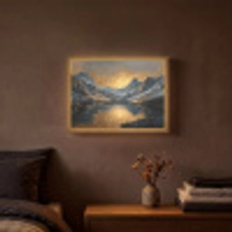 Berglandschap met Gouden Zonsondergang Light Box met batterij (Wandlamp) middel -sfeer4