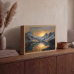 Berglandschap met Gouden Zonsondergang Light Box met batterij (Wandlamp) middel -sfeer2