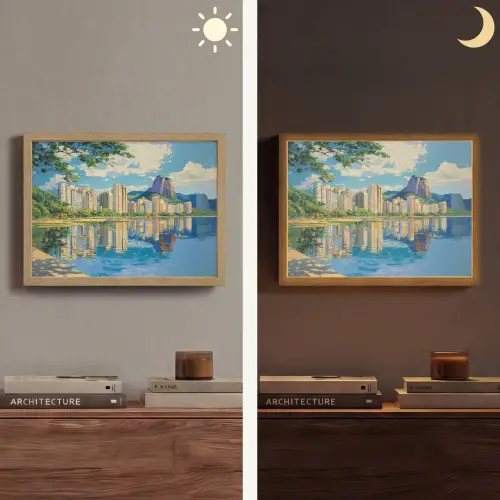 Berg - Skyline - Strand - Water Light Box met batterij (Wandlamp) middel -sfeer3