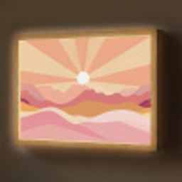 Bergen - Abstract - Zonnestralen - Roze Light Box met batterij (Wandlamp) middel -z3d_website