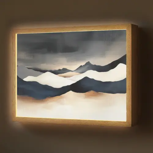 Bergen - Donkerblauw - Landschap Light Box met batterij (Wandlamp) middel -z3d_website