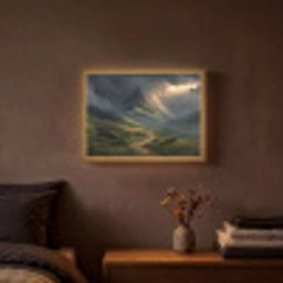 Bergen - Kronkelpad - Groen - Wolken Light Box met batterij (Wandlamp) middel -sfeer4