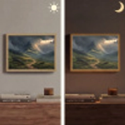 Bergen - Kronkelpad - Groen - Wolken Light Box met batterij (Wandlamp) middel -sfeer3
