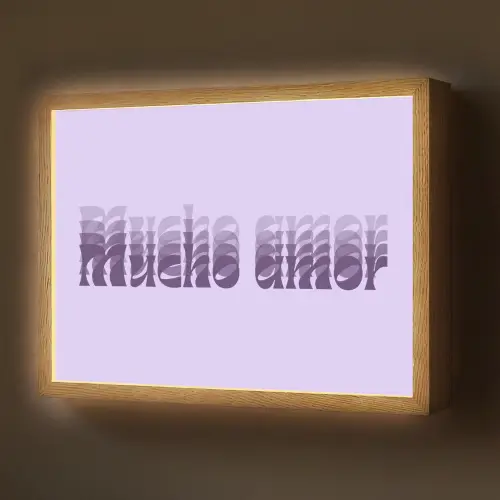 Mucho amor - Paars - Gelaagde letters Light Box met batterij (Wandlamp) middel -z3d_website