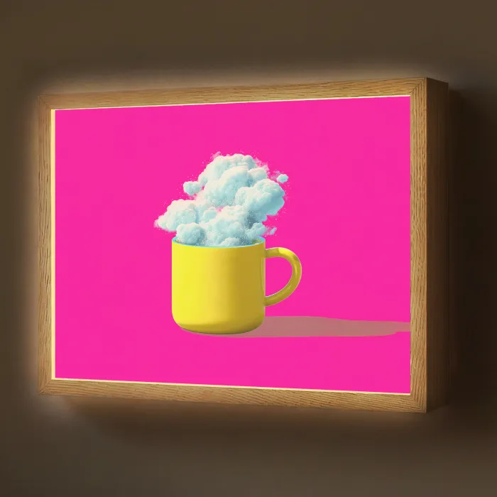 Mok - Wolken - Roze - Minimalitisch Light Box met batterij (Wandlamp) middel -z3d_website