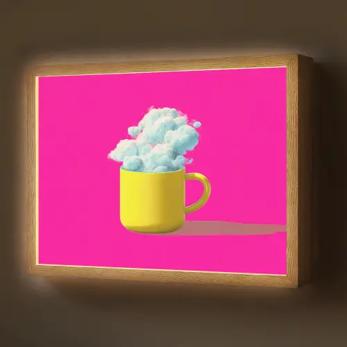 Mok - Wolken - Roze - Minimalitisch Light Box met batterij (Wandlamp) middel -z3d_website