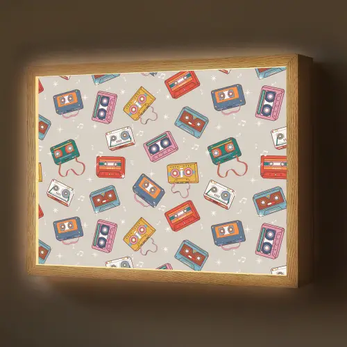 Muziek - Cassette - Patroon Light Box met batterij (Wandlamp) middel 907 -z3d_website